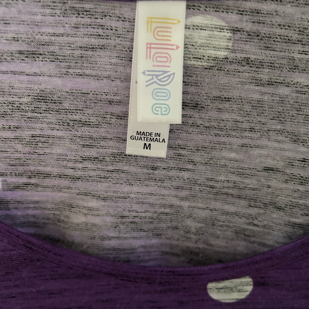 LuLaRoe Purple Polka Dot Long Sleeve Scoop Neck Top - Picture 2 of 2